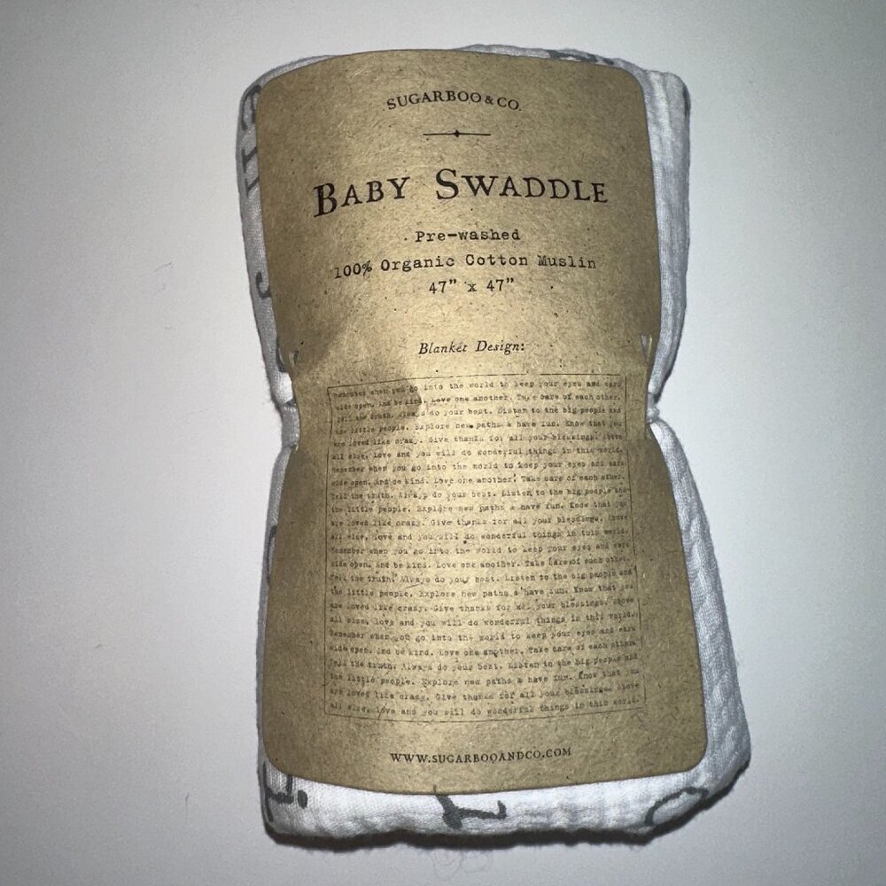 Snuggle Boo & Co Muslin Baby Swaddle Blanket 47x47 New Soft Cotton Wrap Nursery